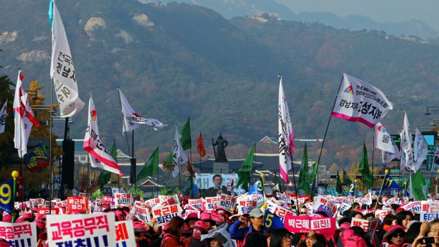 Thousands of South Koreans demand President Park Geun-Hye to step down.