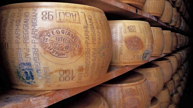 Parma cheese storage cellar in the Parma region, Italy.