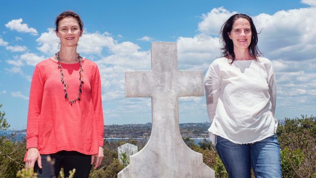 Curator Katherine Roberts (left), pictured with artist Susan Milne at North Head, described the site as "an amalgam of Australian history".