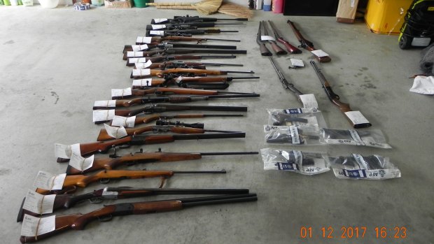 Police seized 41 firearms: 36 long arms and five handguns.