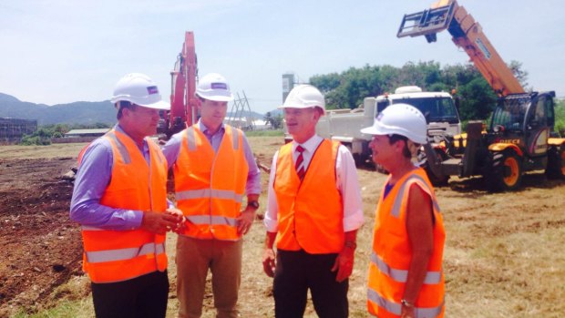 Premier Campbell Newman on the site of the new $400 million construction.