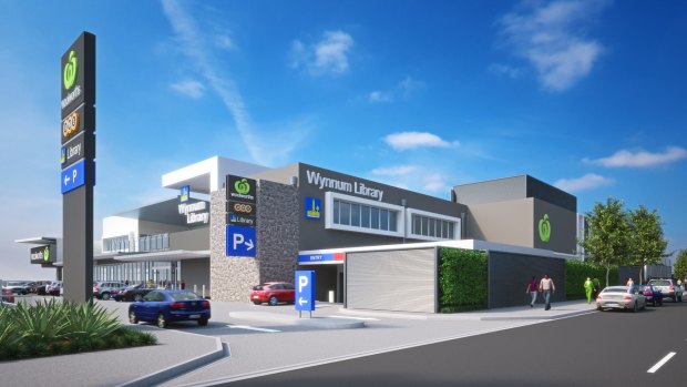 An artist's impression of the Library and Woolworths development at Wynnum.