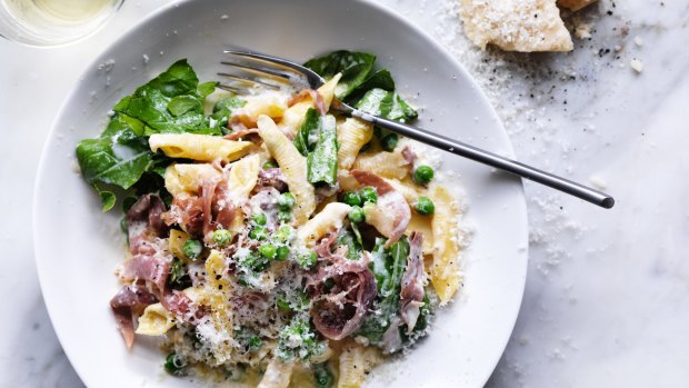 Creamy with flavour: Garganelli with cream and prosciutto.