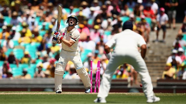 That hurts: Chris Rogers shows his anguish at being dismissed for 95. 