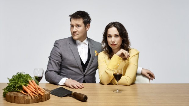 Eddie Perfect and Alison Bell in <i>The Beast</i>.