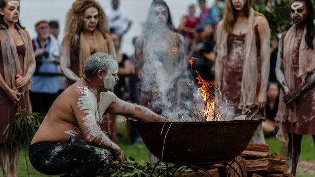 The WugulOra Morning Ceremony launches the official festivities for Australia Day at Barangaroo.