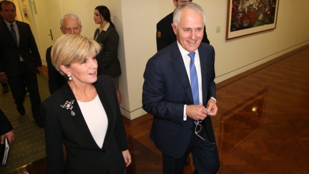 Prime Minister designate Malcom Turnbull and Deputy Liberal leader Julie Bishop emerge successful after the leadership ballot.