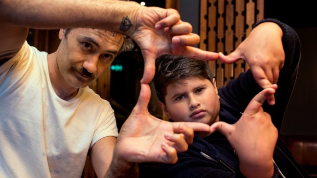 <i>Hunt for the Wilderpeople</i> director Taika Watiti and child actor Julian Dennison.