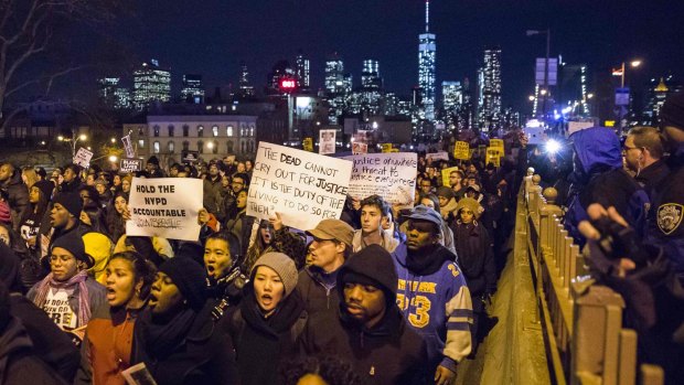 Protesters demanding justice for Eric Garner in New York.