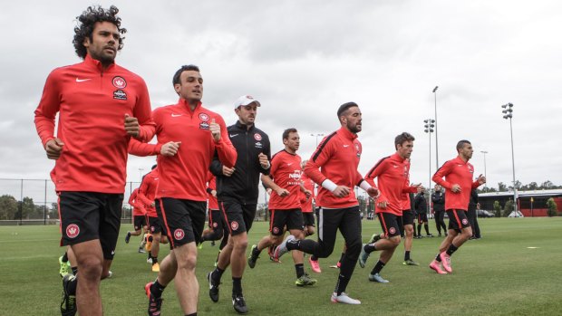 In need of a win: Western Sydney Wanderers go through their paces at Blacktown.