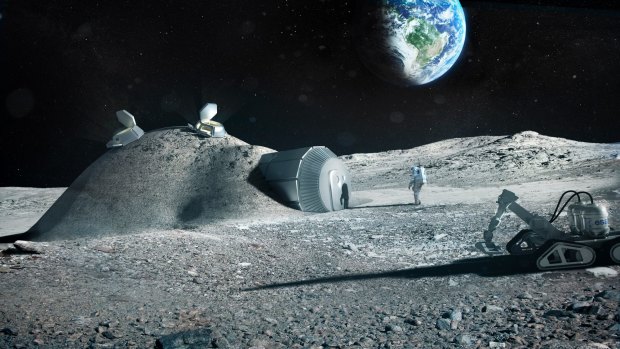 Concept design of a lunar base that could be made with 3D printing.