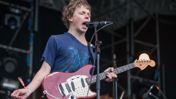 Silver streak: Perth band Pond's frontman Nick Allbrook at Laneway Singapore.