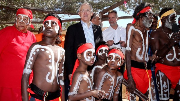 Prime Minister Malcolm Turnbull at the Kenbi land claim title deed handover ceremony in Darwin on Tuesday.