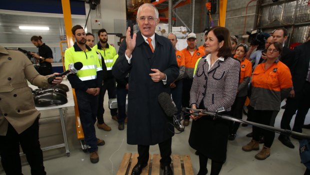 Prime Minister Malcolm Turnbull in Geelong with Corangamite MP Sarah Henderson on Thursday.