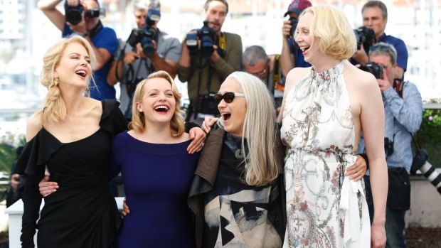 Nicole Kidman with Top Of The Lake: China Girl co-stars Elisabeth Moss, Gwendoline Christie, and director Jane Campion.