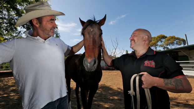 "At the same time, you are getting control over yourself," says veteran Max Streeter (right) with Scott Brodie (left) of horse training. 