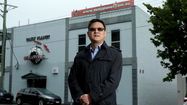 Developer Tony Huang from Auyin Developments in front of the Daily Planet brothel which he has bought.