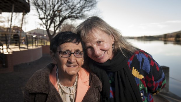 The ACT's most senior Ngunnawal elder, Aunty Agnes Shea, with documentary director Pat Fiske.