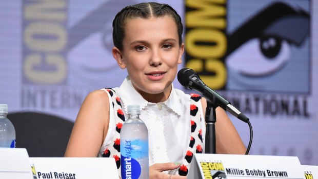 Millie Bobby Brown speaks at the Stranger Things panel on day three of Comic-Con. (Photo by Richard Shotwell/Invision/AP)