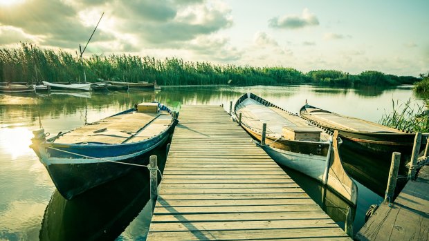 Fishing boats on the Albufera, Valencia.