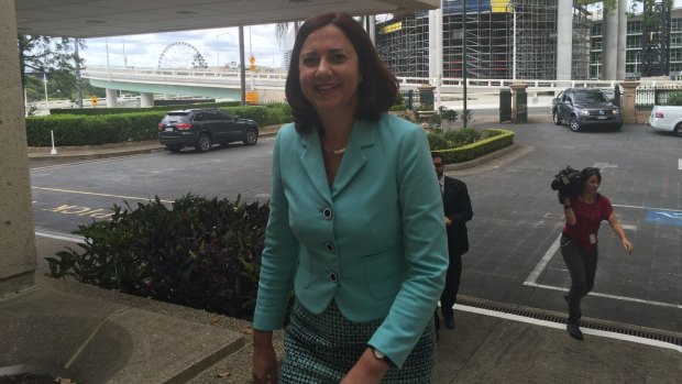 Labor leader Annastacia Palaszczuk arrives at Parliament House for her meeting with independent MP Peter Wellington on Wednesday. 