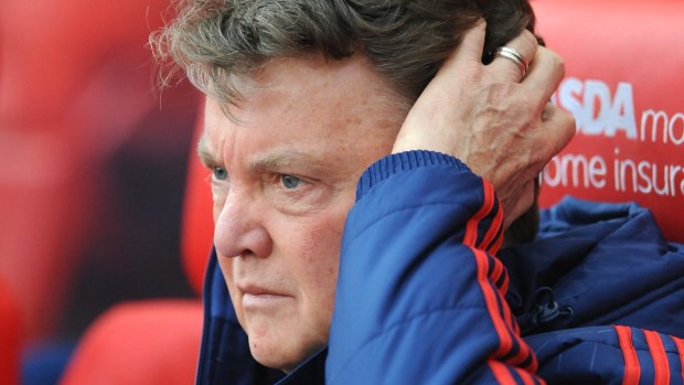 Manchester United manager Louis van Gaal watches as his team loses again.