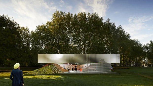 An artist's impression of the 2017 MPavilion, designed by Rem Koolhaas and David Gianotten.