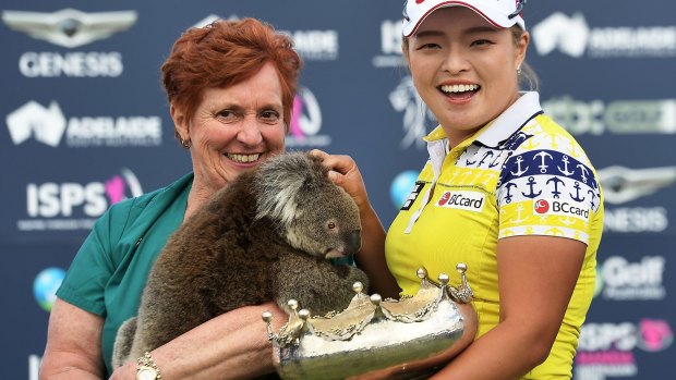 Native talent: Ha Na hangs out with local wildlife after her win.