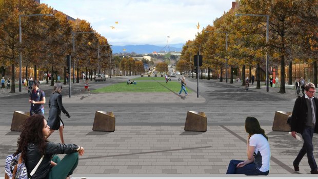 Looking towards Parliament House from the proposed Blamey Square on Kings Avenue.