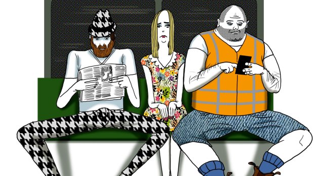 Manspreading: a common problem for those on public transport. Illustration: Simon Letch