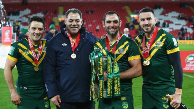 Ambassadors: Cooper Cronk, Mal Meninga, Cameron Smith and Darius Boyd have restored international rugby league's former glory.