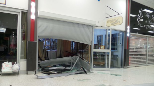 The front of the jewellery store which was ram raided at the Kippax Fair shopping centre.