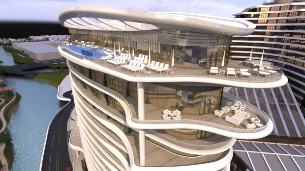 An artist impression of Echo Entertainment's planned six-star hotel on the Broadbeach site of Jupiters Casino.