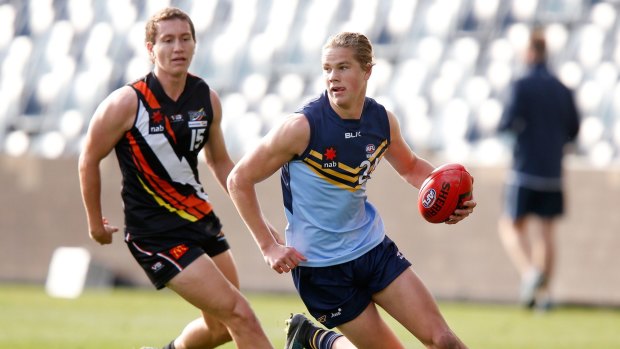 Harry Himmelberg, right, is a great AFL draft prospect.