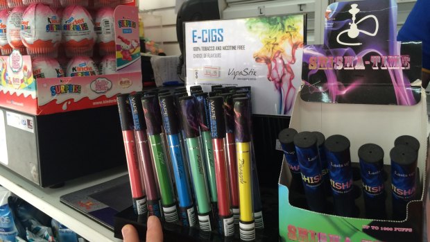 E-cigarettes are sold alongside chocolates in a Sydney convenience store