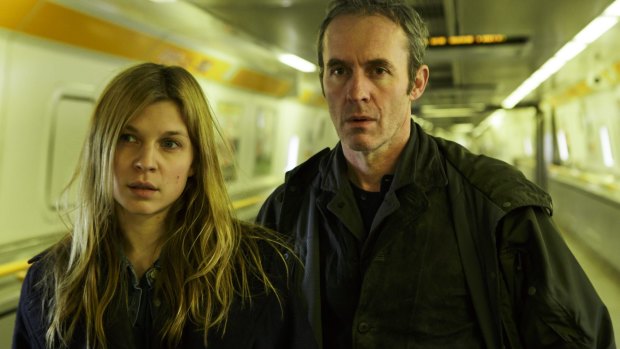 Stephen Dillane and Clemence Poesy in <i>The Tunnel</i>.