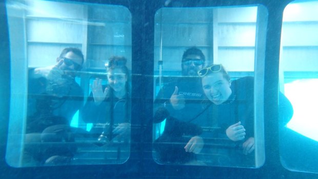 The submersible glass viewing area on the Aqua Sub.
