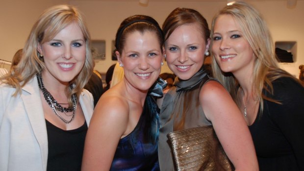 Julie Snook (second from right) out on the town with mates in Canberra in 2010.