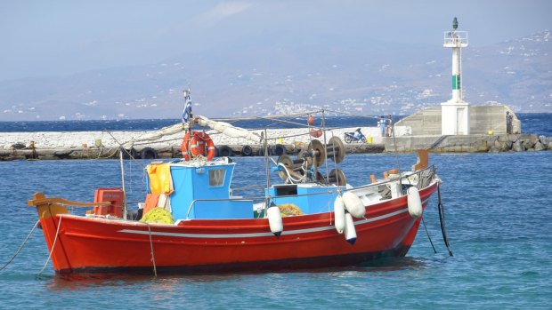 A fishing boat in Mykonos.
