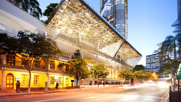 Harris Terrace (left) will be at the "front door" of the Queens Wharf complex.