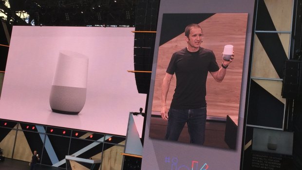 Google VP Mario Queiroz unveils Google Home.