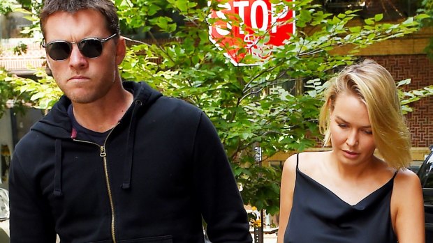 Notoriously private couple Sam Worthington and Lara Bingle seen together in New York in September 2014.