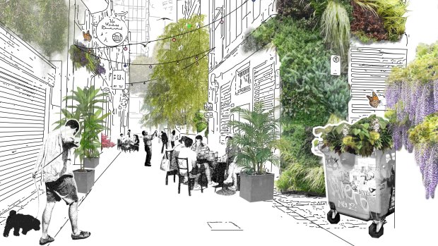An artists impression of the greening plan for Meyers Place. 