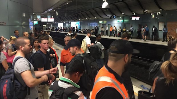 Mascot train station was packed with commuters during peak hour.