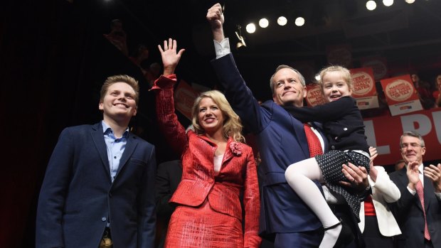 Mr Shorten and his family at Labor's campaign launch on Sunday.