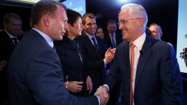 Prime Minister Malcolm Turnbull and Tony Abbott during the election campaign.