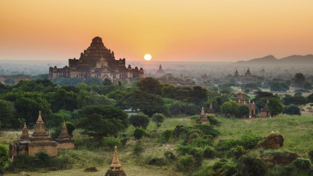 The Temples of Bagan at sunrise.  