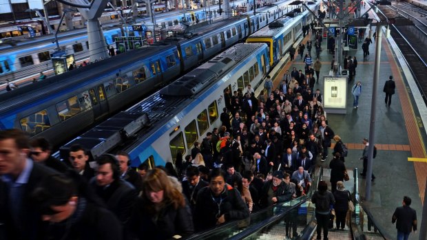 Commuters battle congestion at Southern Cross Station earlier this year.