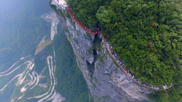 China has really outdone itself this time with the most terrifying glass walkway yet.