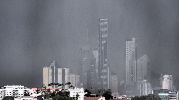 Last November's storm rolling in over Brisbane, as seen from Ascot.